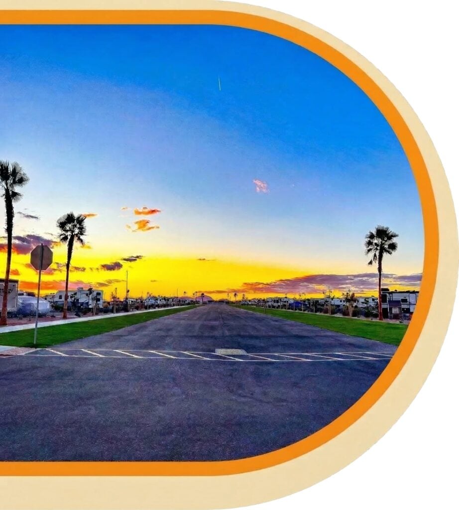 Open road near Buckeye Ranch RV Resort, an easy-access RV park just off I-10 in Tonopah, Arizona, ready for overnight RV travelers.