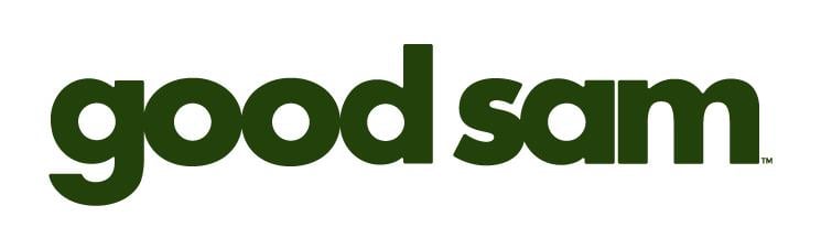 The image features the words "good sam" in bold, lowercase, dark green letters on a white background.